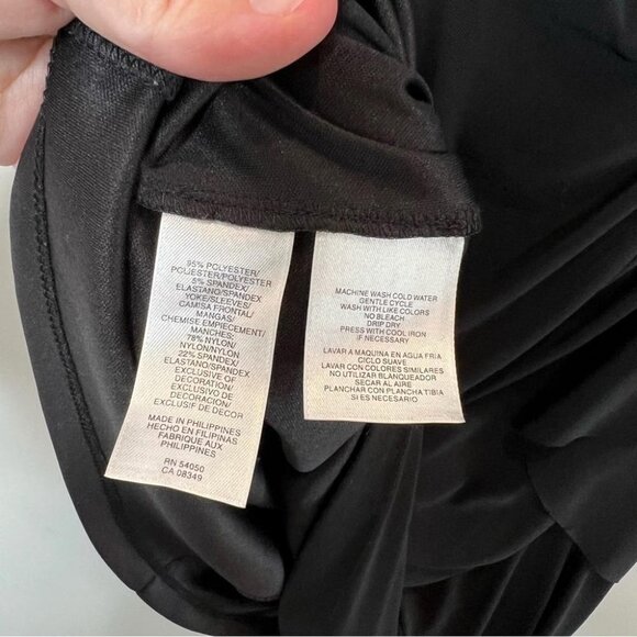 Jones Studio Womens Size 16 Black Mesh Chest Sheath Dress NEW Rosette 3/4 Sleeve - Picture 8 of 11